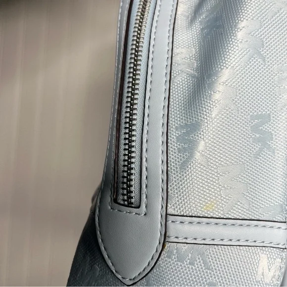 Michael Kors Sheila Large Woven Logo Nylon backpack Sky Blue Jacquard Laptop Bag - Picture 6 of 15